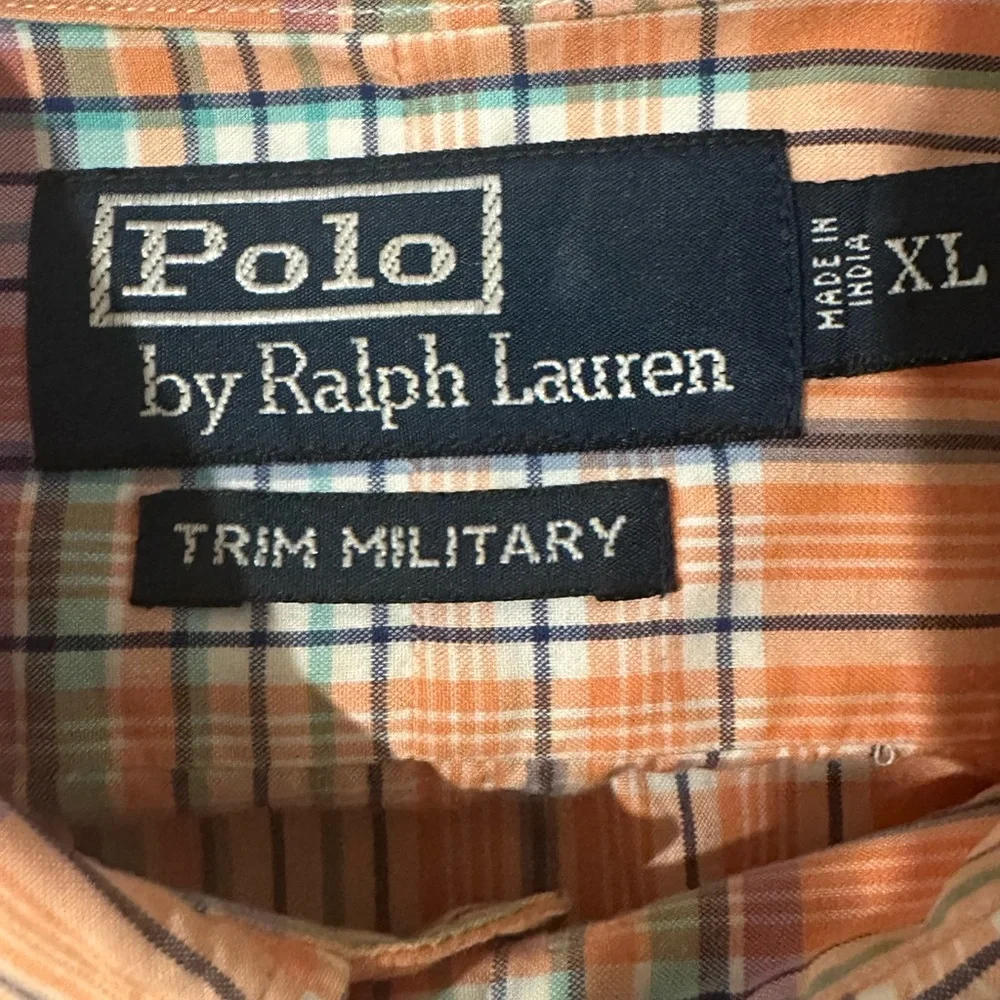 Polo Ralph Lauren Men Shirt Plaid TRIM‎ MILITARY Button Flap Pocket Epaulets XL